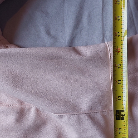 DENNIS BASSO faux leather like new pink top, 10-14 - Picture 7 of 15